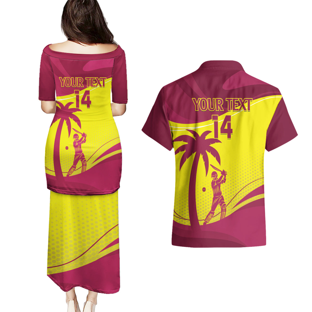 Custom West Indies Cricket Couples Matching Puletasi and Hawaiian Shirt 2024 World Cup Go Windies - Wonder Print Shop