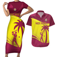 Custom West Indies Cricket Couples Matching Short Sleeve Bodycon Dress and Hawaiian Shirt 2024 World Cup Go Windies - Wonder Print Shop