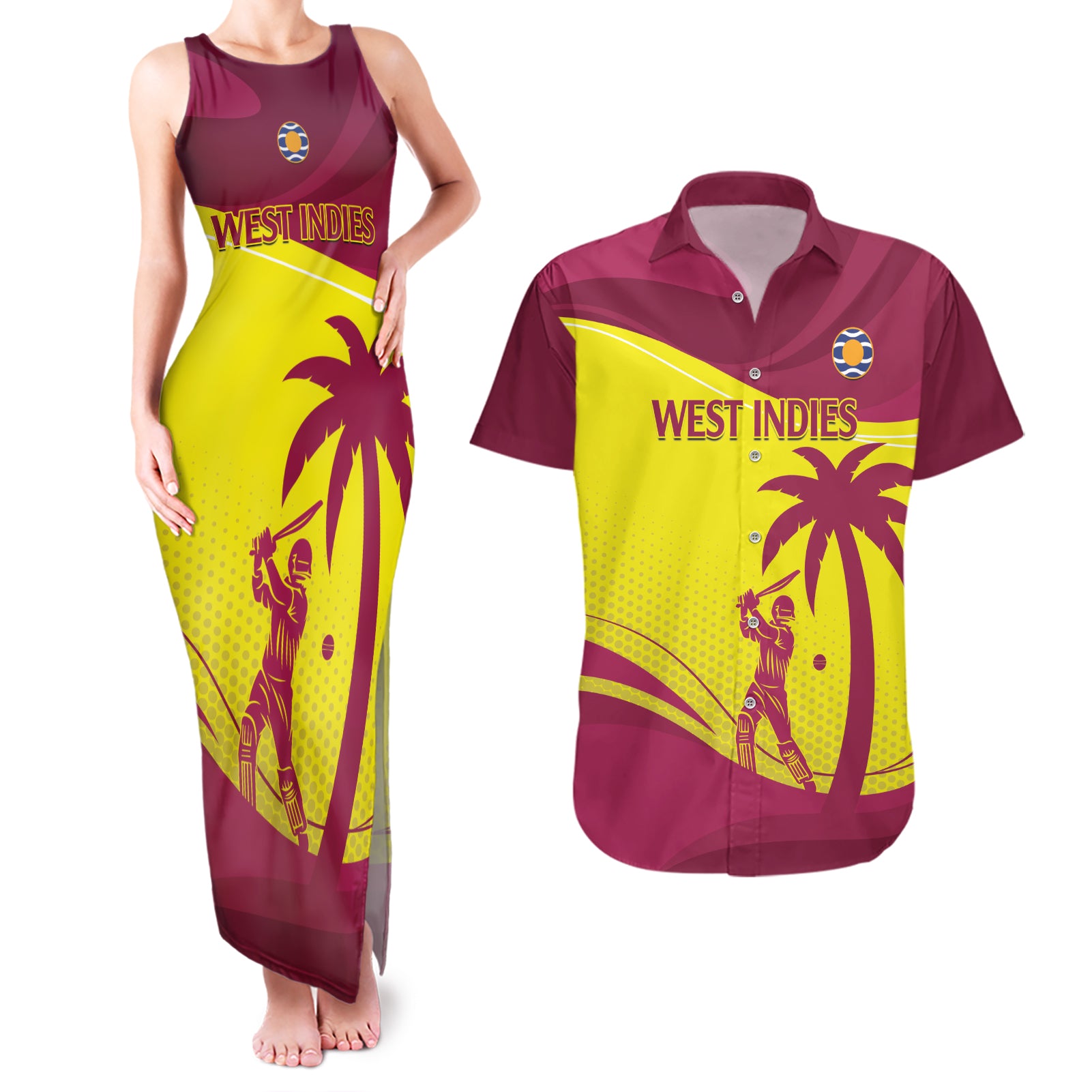 Custom West Indies Cricket Couples Matching Tank Maxi Dress and Hawaiian Shirt 2024 World Cup Go Windies