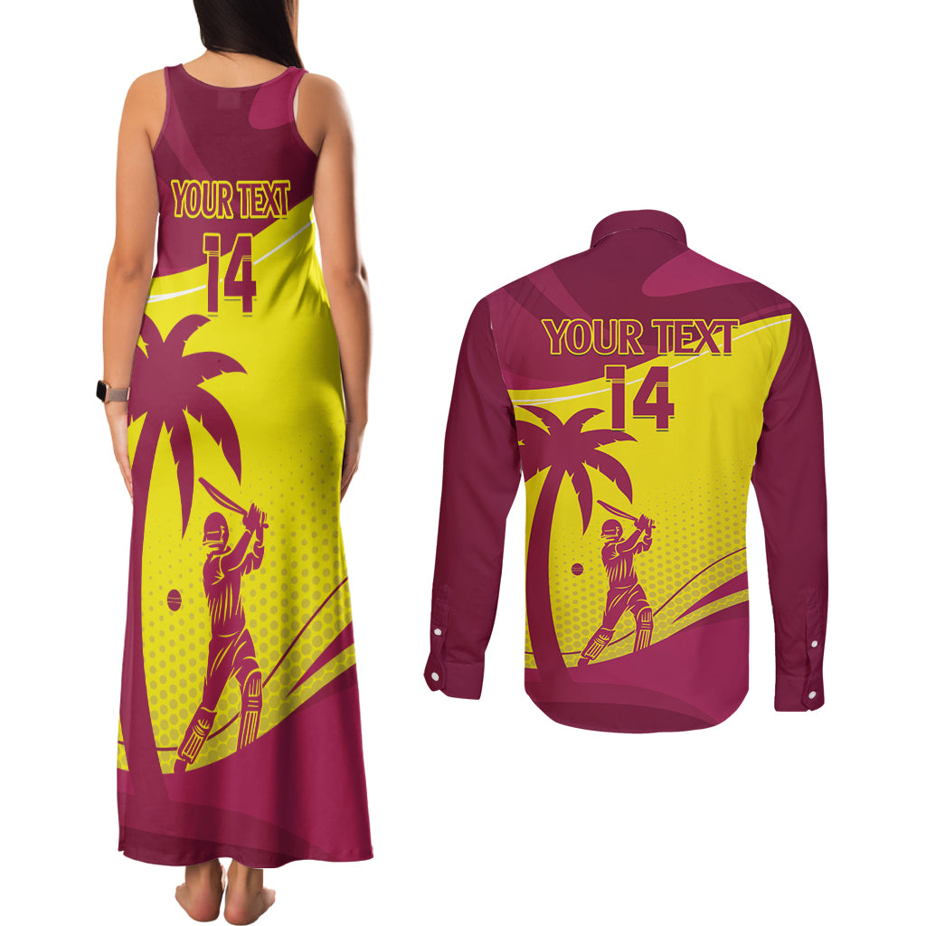 Custom West Indies Cricket Couples Matching Tank Maxi Dress and Long Sleeve Button Shirt 2024 World Cup Go Windies - Wonder Print Shop
