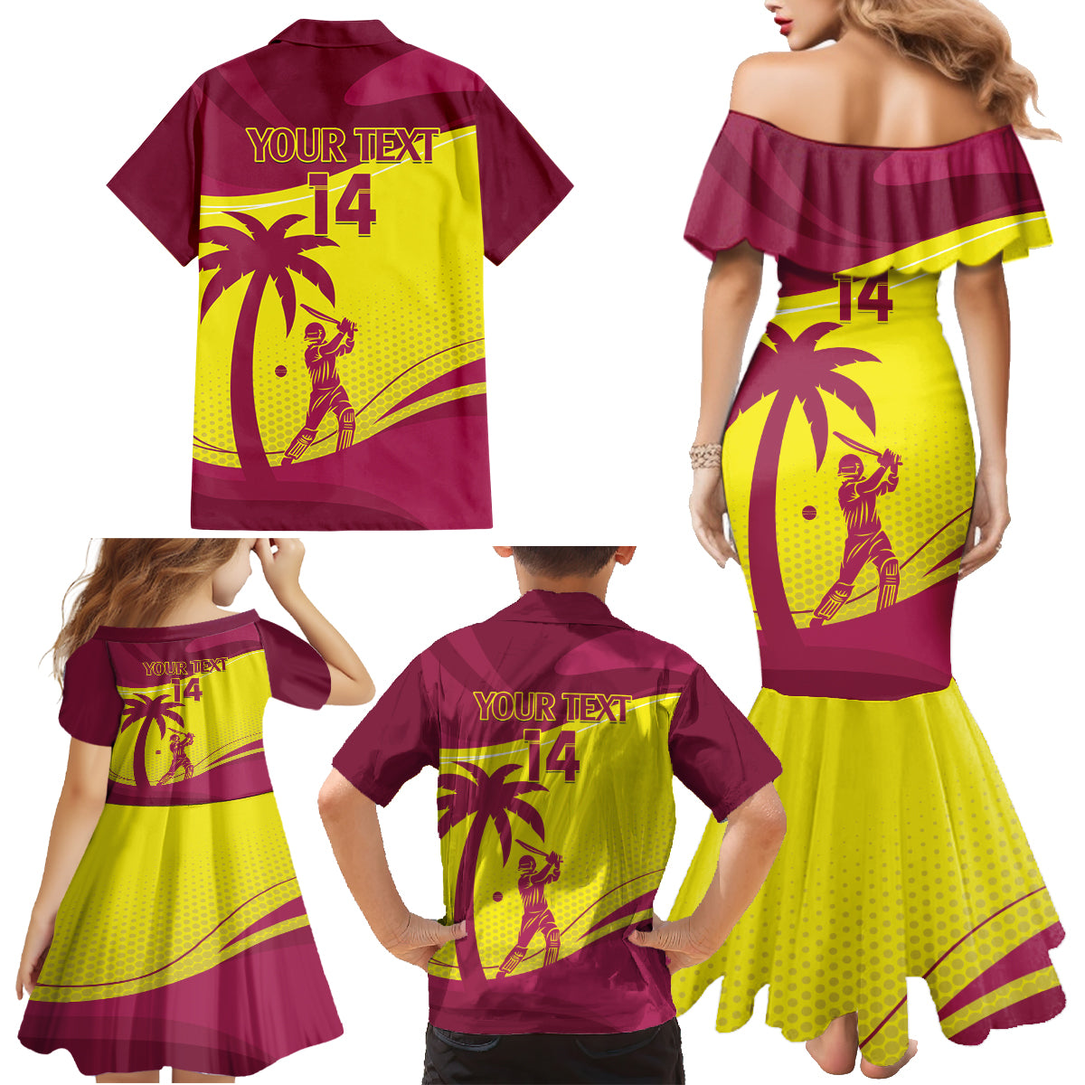 Custom West Indies Cricket Family Matching Mermaid Dress and Hawaiian Shirt 2024 World Cup Go Windies - Wonder Print Shop