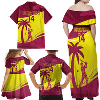 Custom West Indies Cricket Family Matching Off Shoulder Maxi Dress and Hawaiian Shirt 2024 World Cup Go Windies - Wonder Print Shop