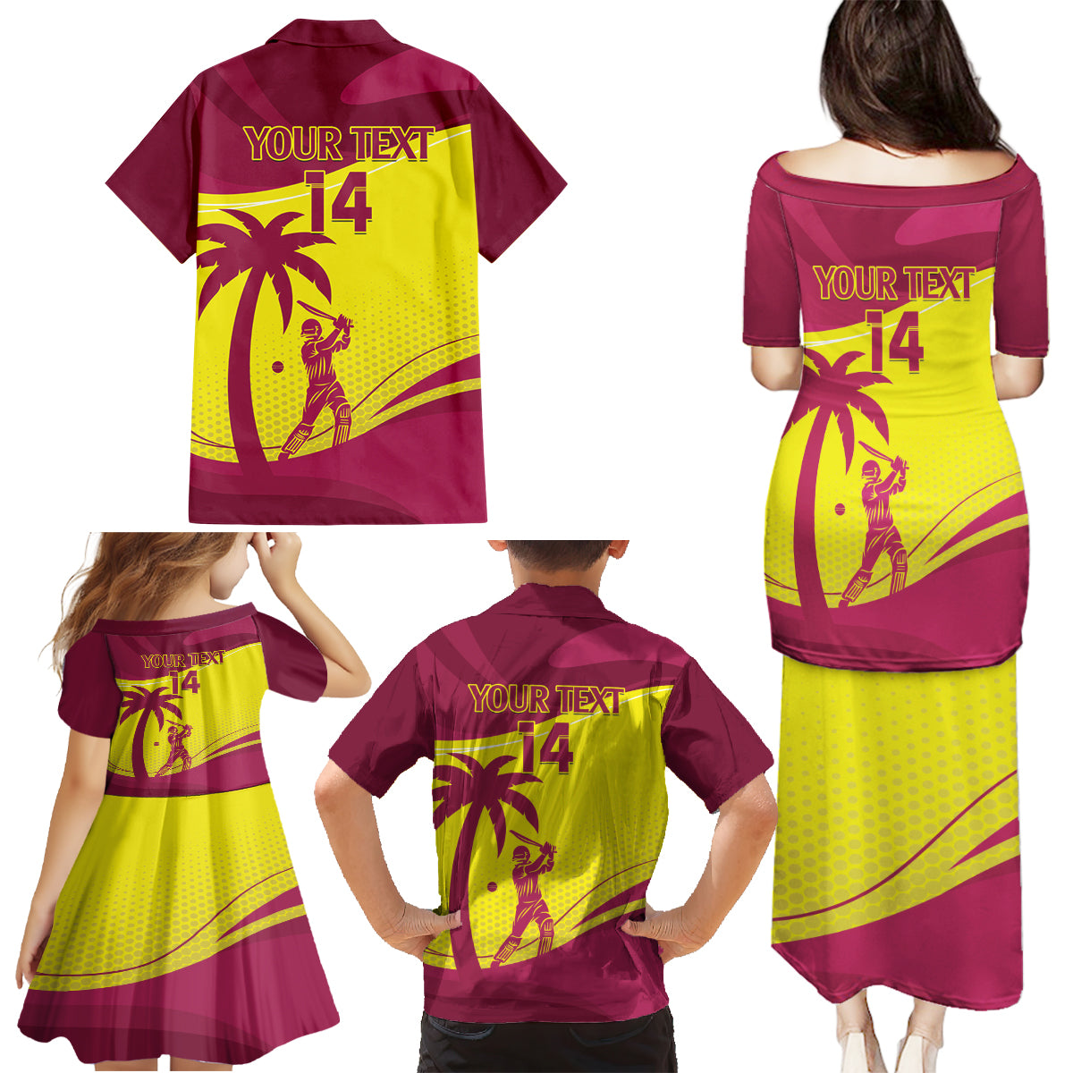 Custom West Indies Cricket Family Matching Puletasi and Hawaiian Shirt 2024 World Cup Go Windies - Wonder Print Shop