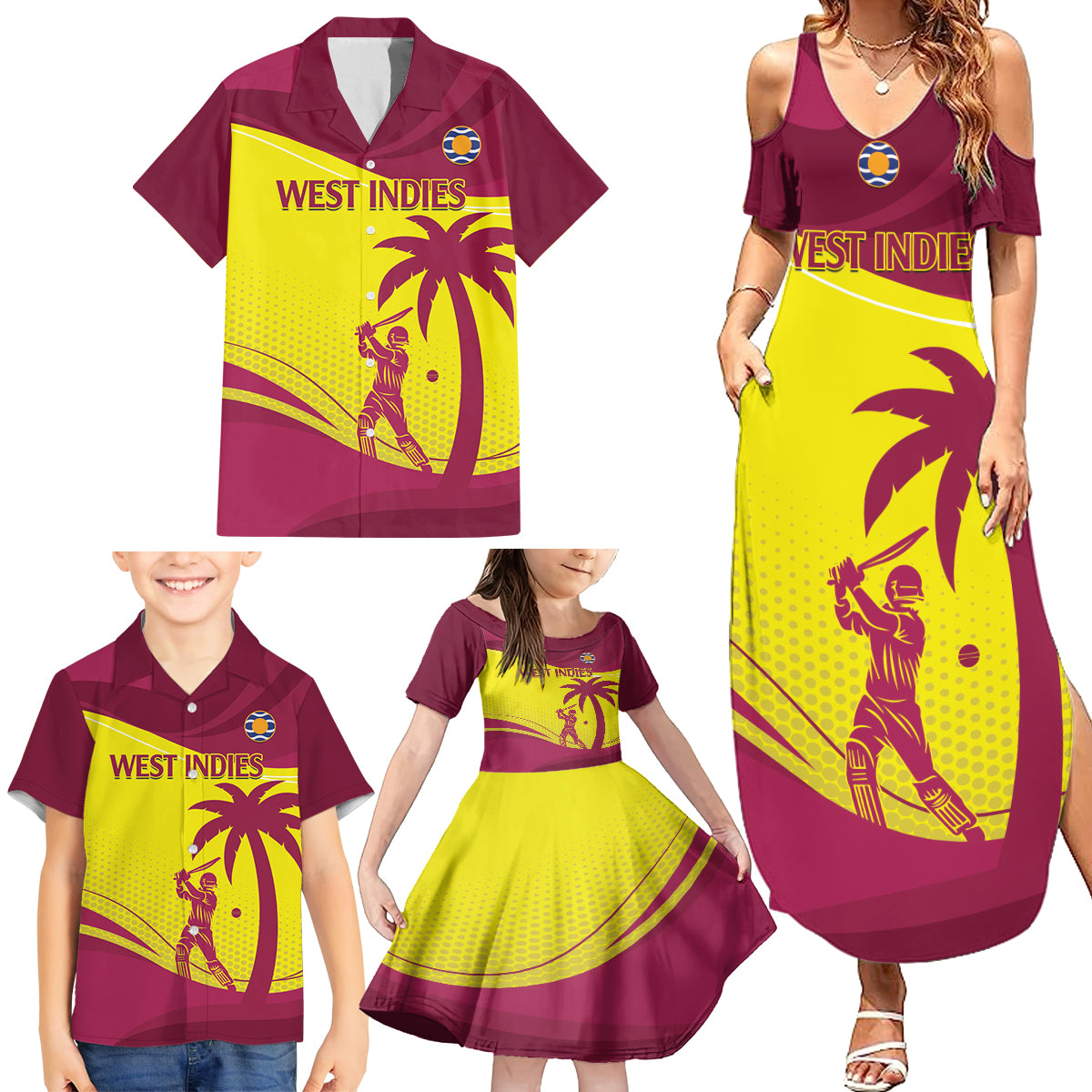 Custom West Indies Cricket Family Matching Summer Maxi Dress and Hawaiian Shirt 2024 World Cup Go Windies