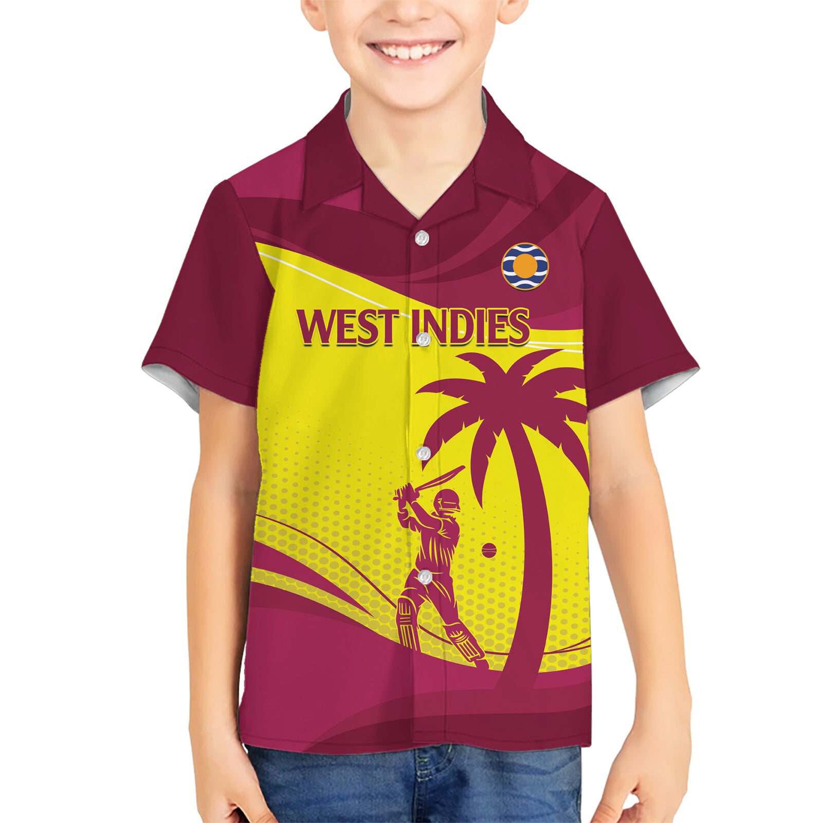 Custom West Indies Cricket Kid Hawaiian Shirt 2024 World Cup Go Windies