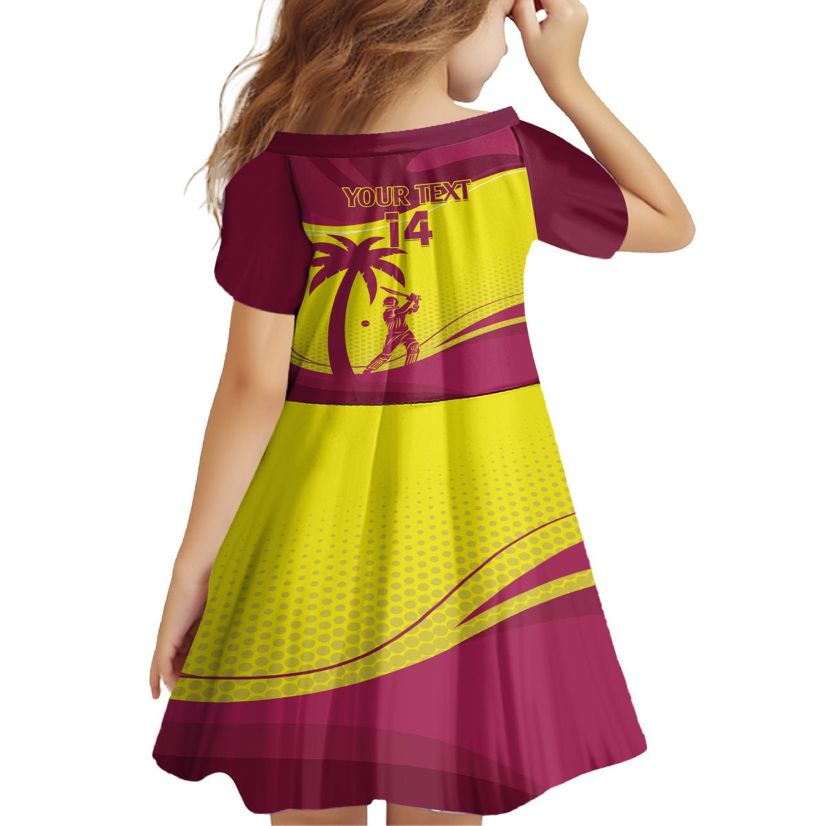 Custom West Indies Cricket Kid Short Sleeve Dress 2024 World Cup Go Windies - Wonder Print Shop