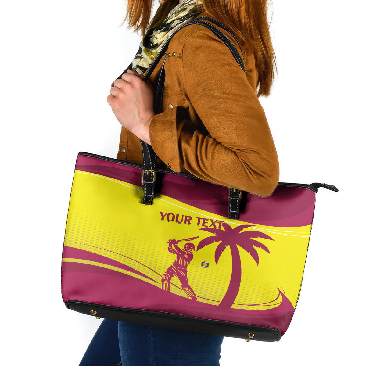 Custom West Indies Cricket Leather Tote Bag 2024 World Cup Go Windies - Wonder Print Shop