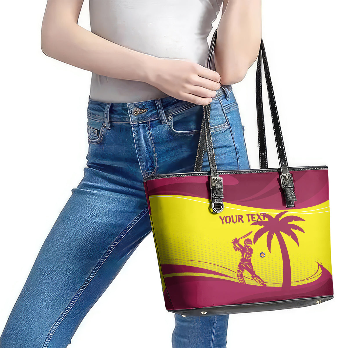 Custom West Indies Cricket Leather Tote Bag 2024 World Cup Go Windies - Wonder Print Shop