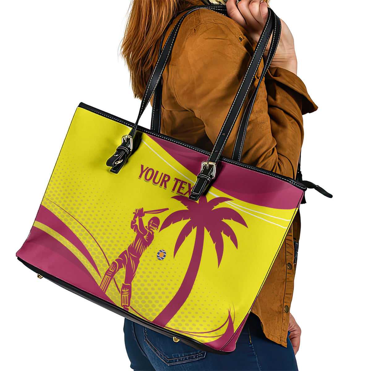 Custom West Indies Cricket Leather Tote Bag 2024 World Cup Go Windies - Wonder Print Shop