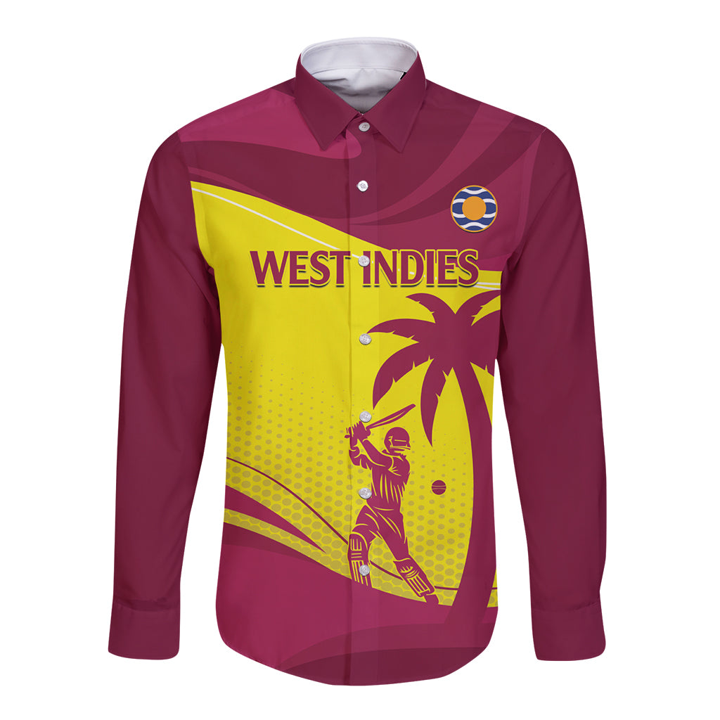 Custom West Indies Cricket Long Sleeve Button Shirt 2024 World Cup Go Windies - Wonder Print Shop