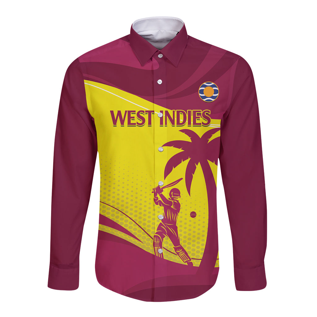 Custom West Indies Cricket Long Sleeve Button Shirt 2024 World Cup Go Windies
