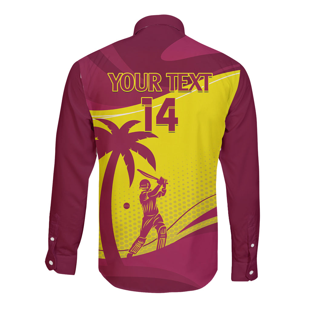 Custom West Indies Cricket Long Sleeve Button Shirt 2024 World Cup Go Windies - Wonder Print Shop