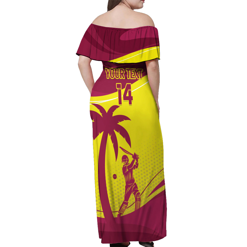 Custom West Indies Cricket Off Shoulder Maxi Dress 2024 World Cup Go Windies - Wonder Print Shop