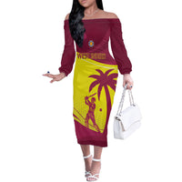 Custom West Indies Cricket Off The Shoulder Long Sleeve Dress 2024 World Cup Go Windies - Wonder Print Shop