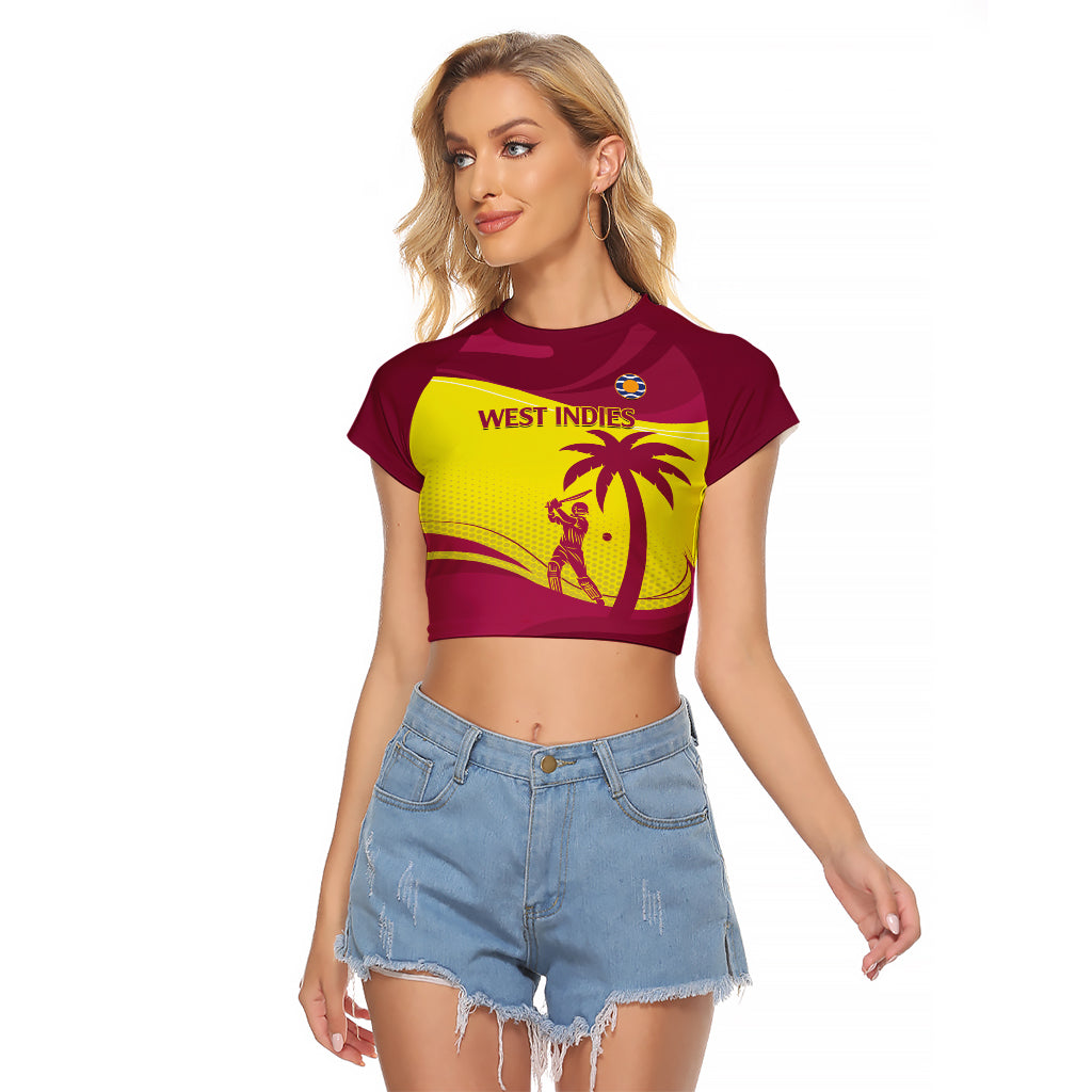 Custom West Indies Cricket Raglan Cropped T Shirt 2024 World Cup Go Windies - Wonder Print Shop