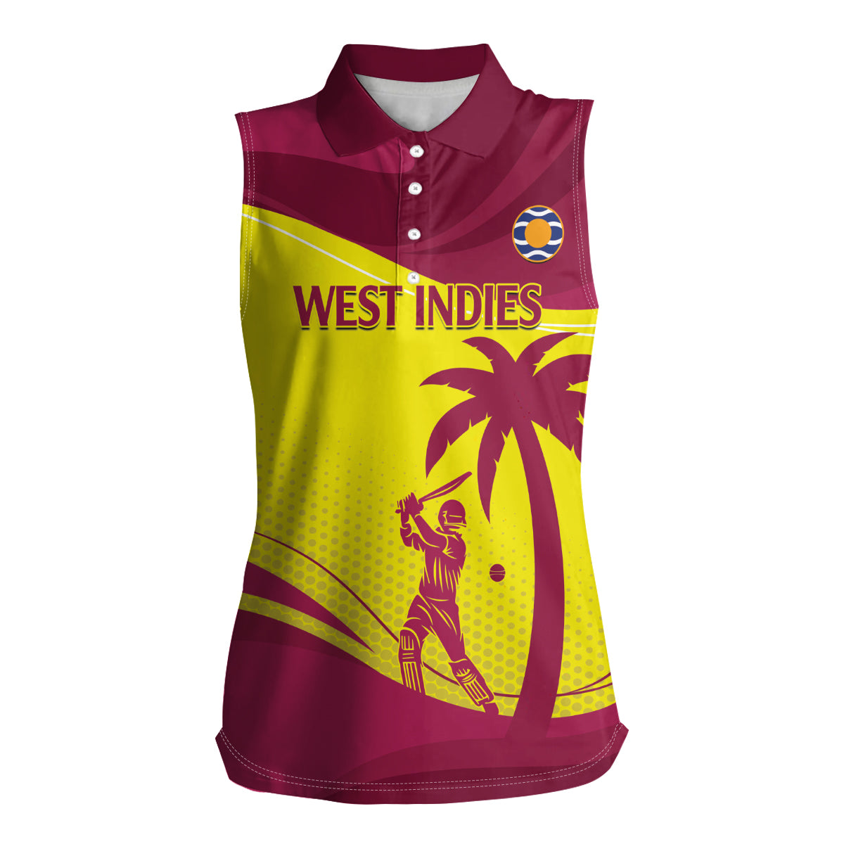 Custom West Indies Cricket Women Sleeveless Polo Shirt 2024 World Cup Go Windies