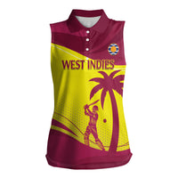 Custom West Indies Cricket Women Sleeveless Polo Shirt 2024 World Cup Go Windies - Wonder Print Shop