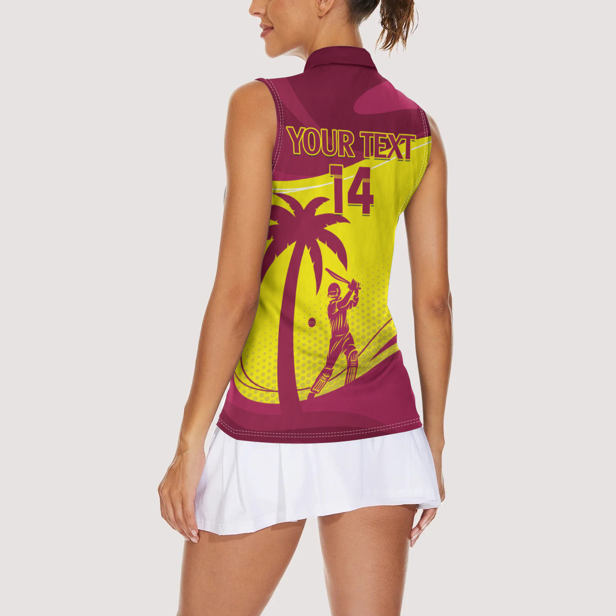 Custom West Indies Cricket Women Sleeveless Polo Shirt 2024 World Cup Go Windies - Wonder Print Shop