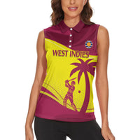 Custom West Indies Cricket Women Sleeveless Polo Shirt 2024 World Cup Go Windies - Wonder Print Shop