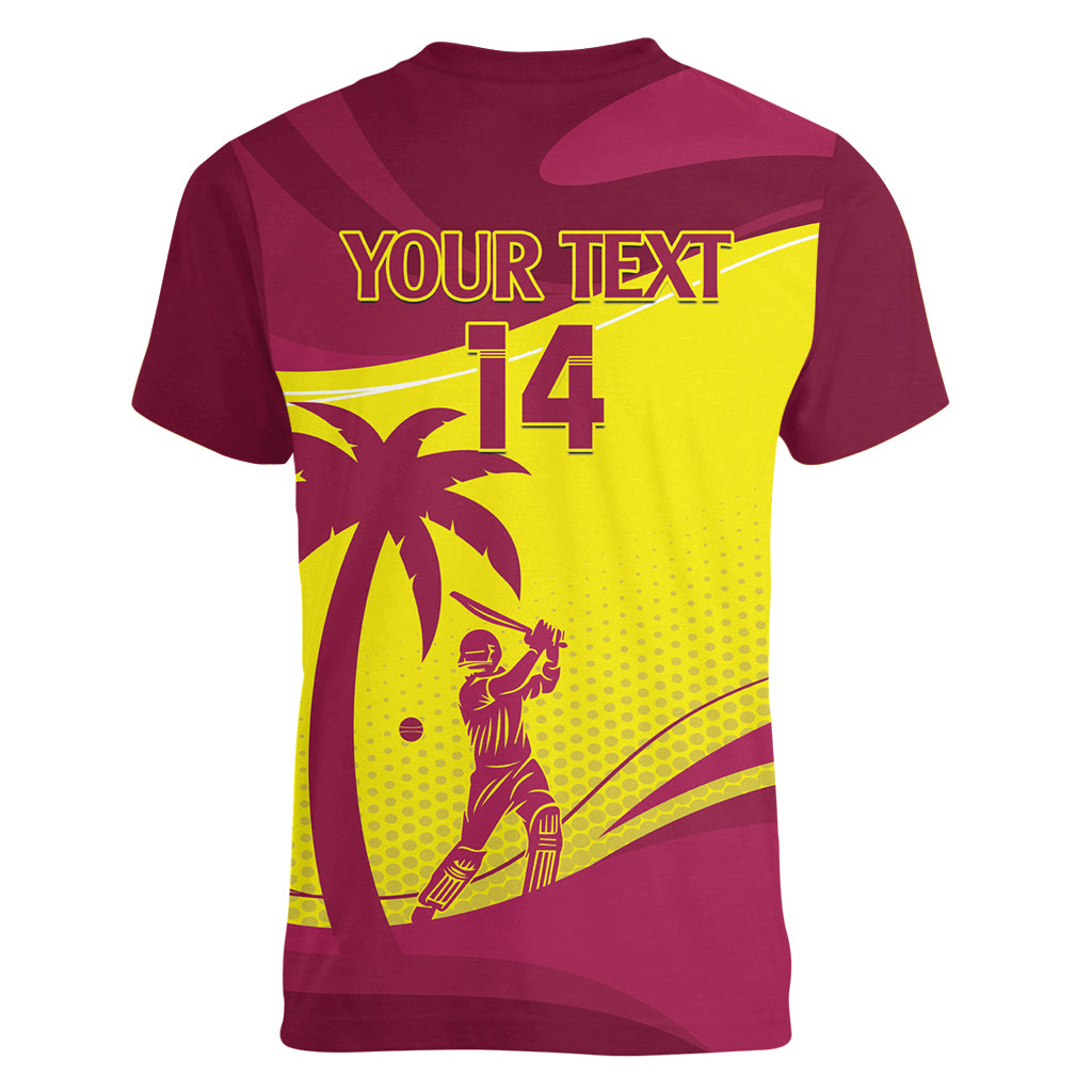 Custom West Indies Cricket Women V-Neck T-Shirt 2024 World Cup Go Windies - Wonder Print Shop