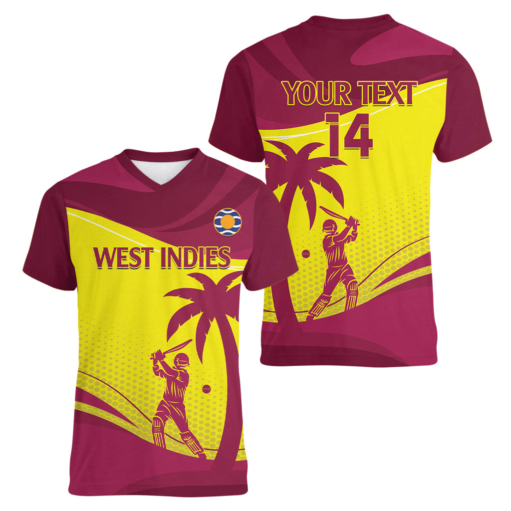 Custom West Indies Cricket Women V-Neck T-Shirt 2024 World Cup Go Windies - Wonder Print Shop