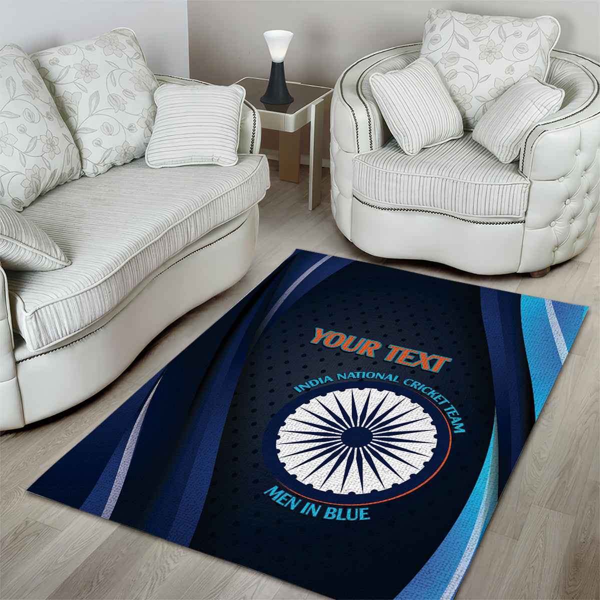 Custom India Cricket Area Rug 2024 World Cup Go Men in Blue - Wonder Print Shop