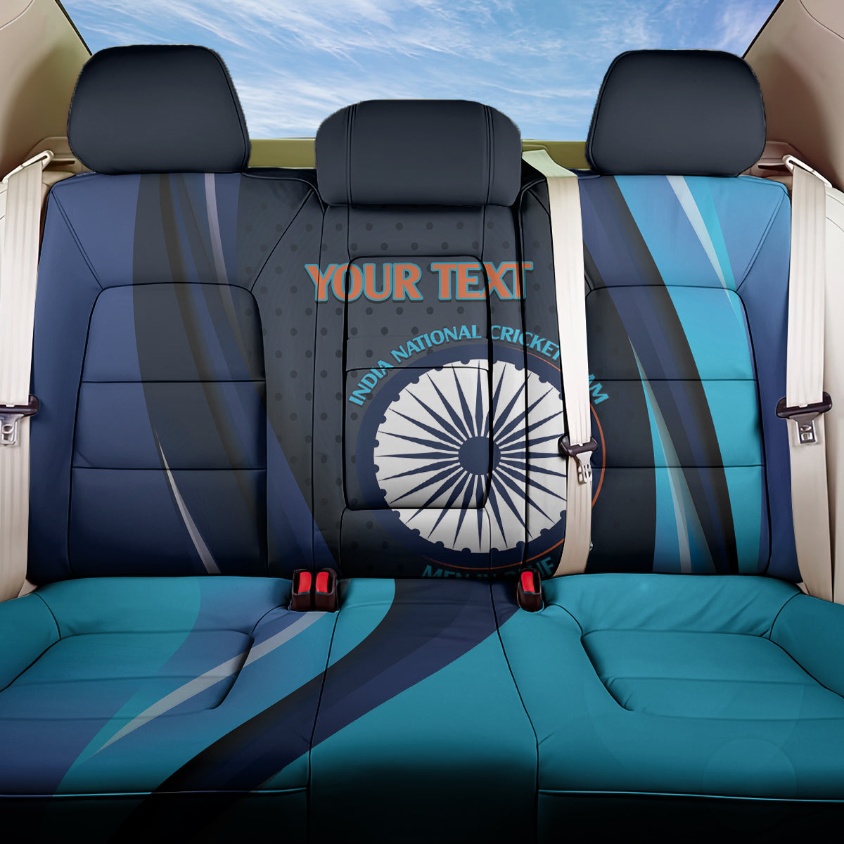 Custom India Cricket Back Car Seat Cover 2024 World Cup Go Men in Blue LT14