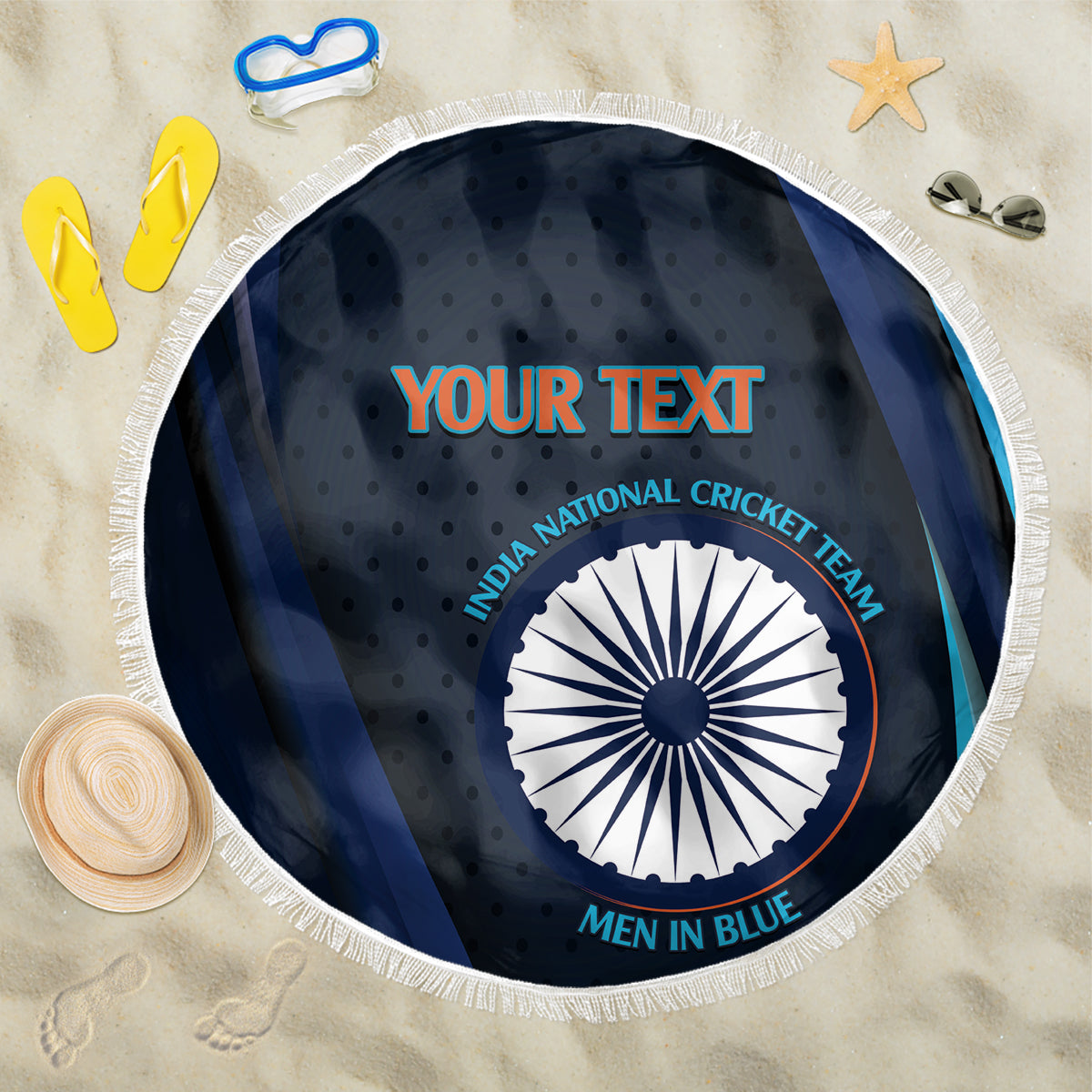 Custom India Cricket Beach Blanket 2024 World Cup Go Men in Blue