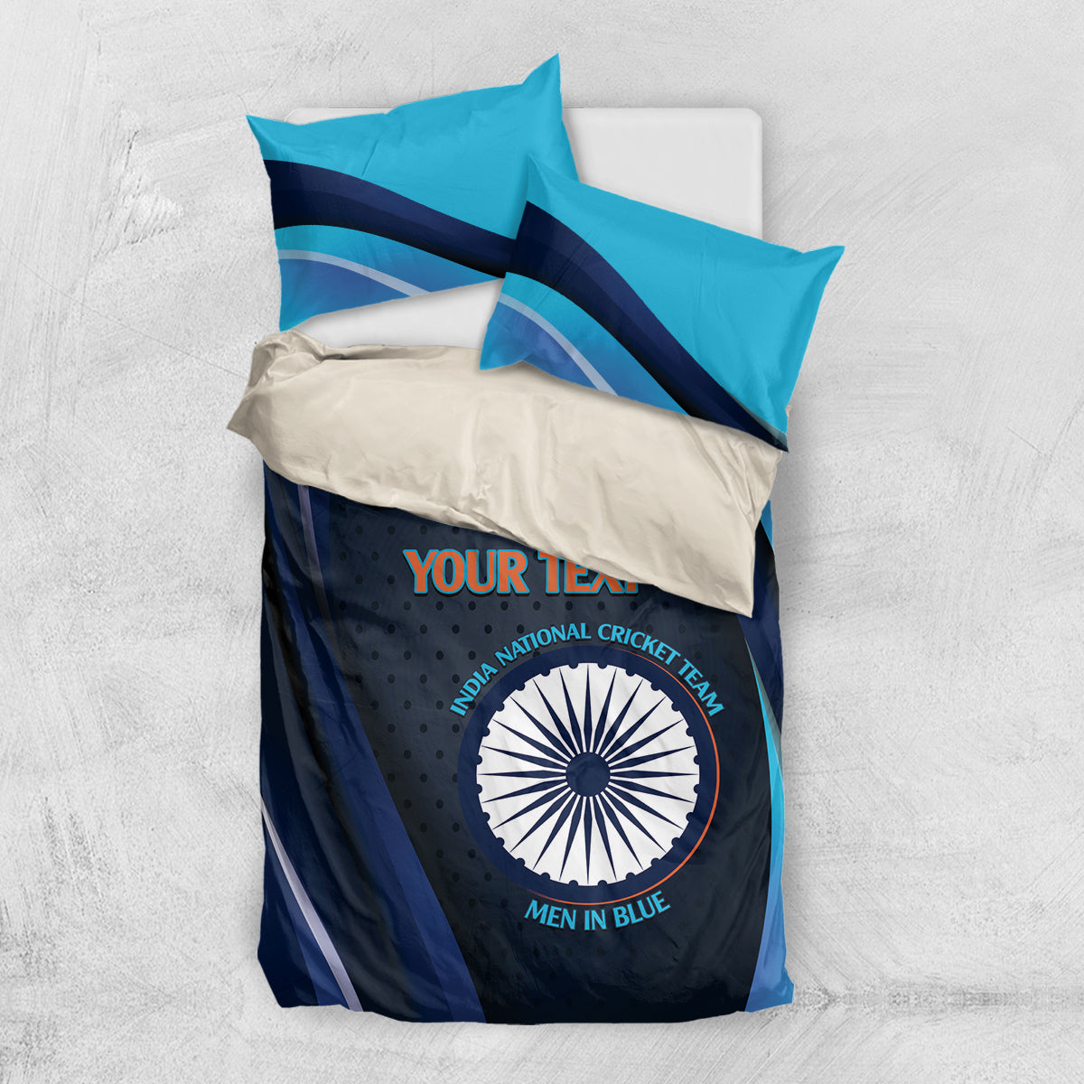 Custom India Cricket Bedding Set 2024 World Cup Go Men in Blue - Wonder Print Shop