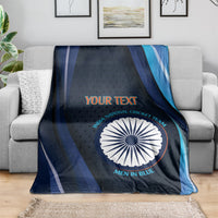 Custom India Cricket Blanket 2024 World Cup Go Men in Blue