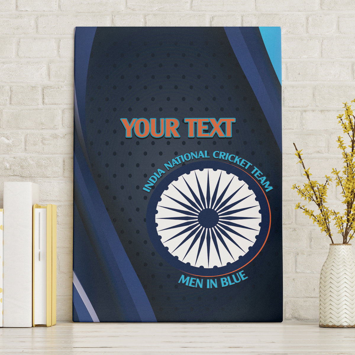 Custom India Cricket Canvas Wall Art 2024 World Cup Go Men in Blue