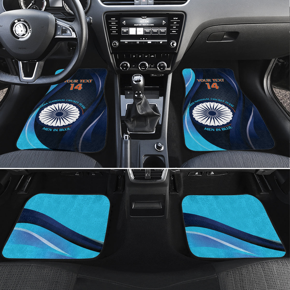 Custom India Cricket Car Mats 2024 World Cup Go Men in Blue