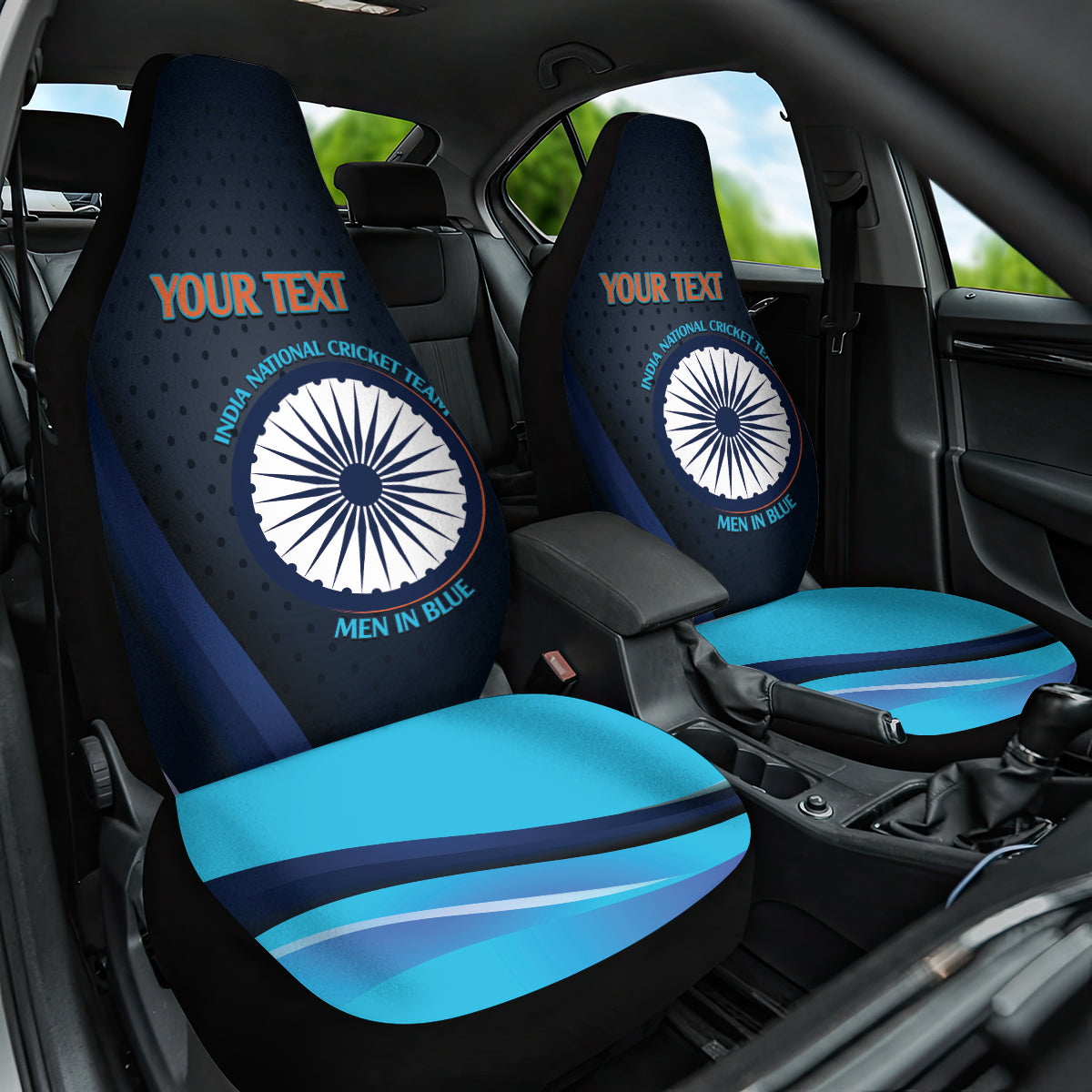 Custom India Cricket Car Seat Cover 2024 World Cup Go Men in Blue