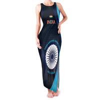 Custom India Cricket Family Matching Tank Maxi Dress and Hawaiian Shirt 2024 World Cup Go Men in Blue - Wonder Print Shop