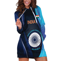 Custom India Cricket Hoodie Dress 2024 World Cup Go Men in Blue - Wonder Print Shop