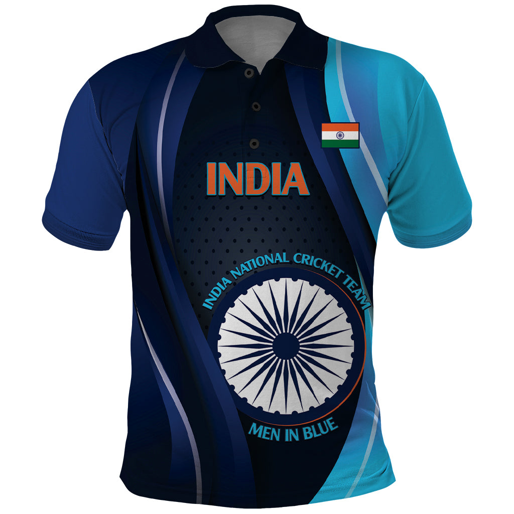 Custom India Cricket Polo Shirt 2024 World Cup Go Men in Blue - Wonder Print Shop