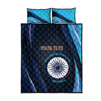 Custom India Cricket Quilt Bed Set 2024 World Cup Go Men in Blue - Wonder Print Shop