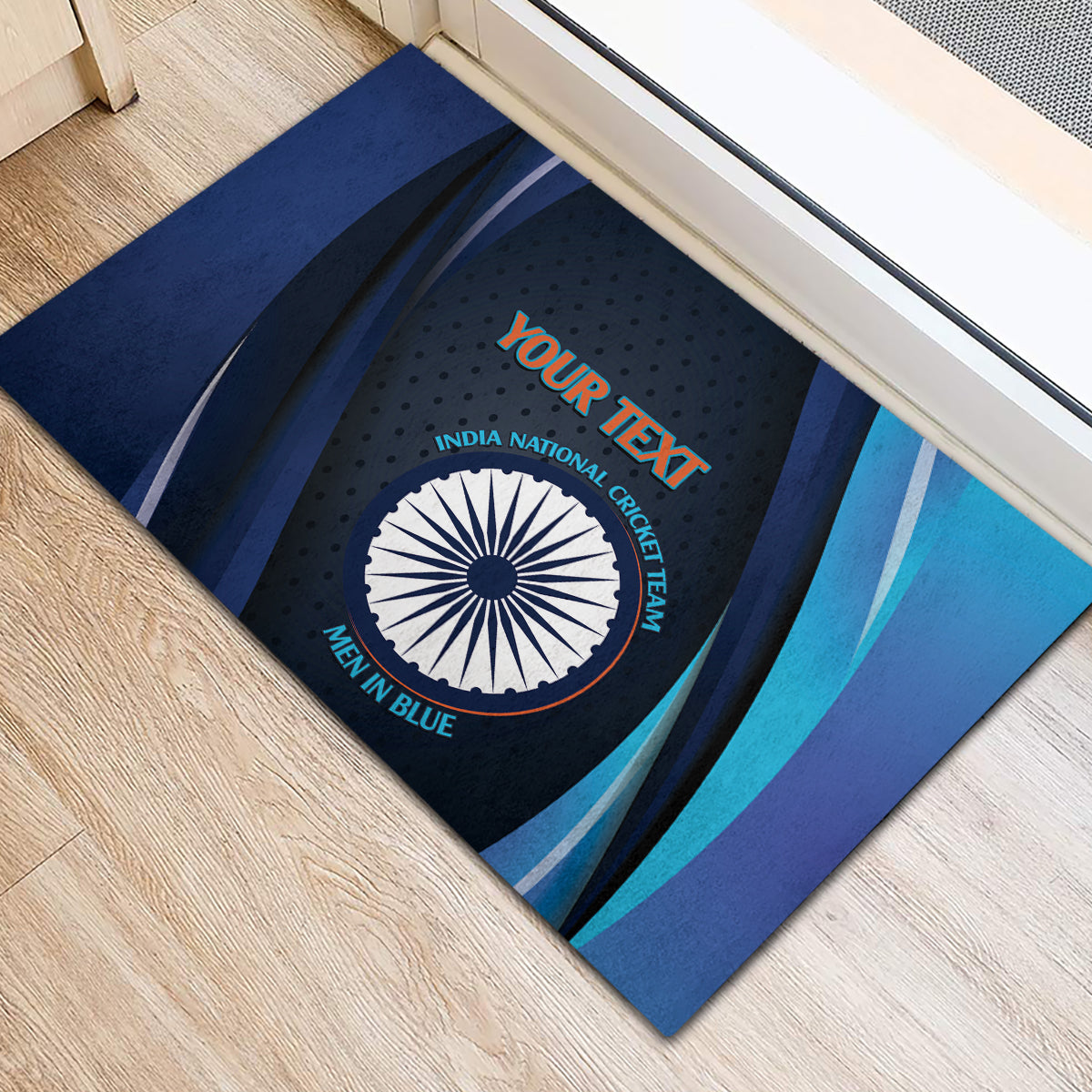 Custom India Cricket Rubber Doormat 2024 World Cup Go Men in Blue - Wonder Print Shop