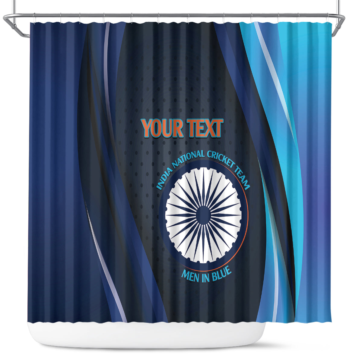 Custom India Cricket Shower Curtain 2024 World Cup Go Men in Blue