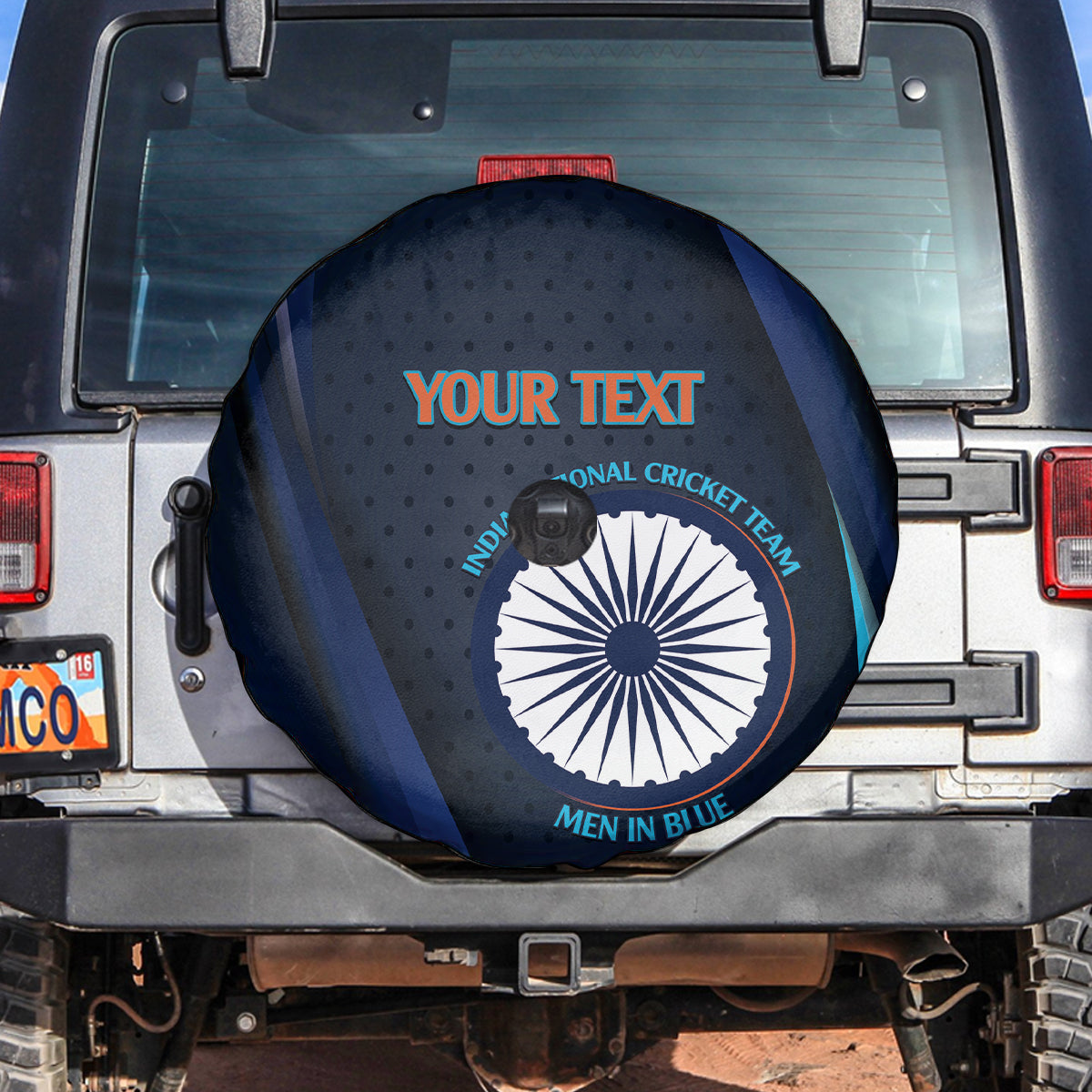 Custom India Cricket Spare Tire Cover 2024 World Cup Go Men in Blue