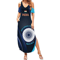 Custom India Cricket Summer Maxi Dress 2024 World Cup Go Men in Blue - Wonder Print Shop