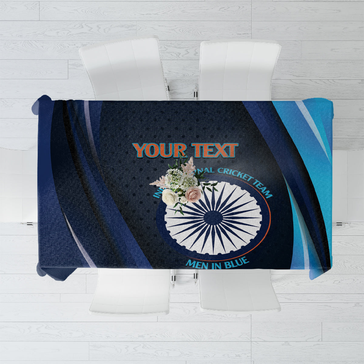 Custom India Cricket Tablecloth 2024 World Cup Go Men in Blue