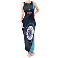 Custom India Cricket Tank Maxi Dress 2024 World Cup Go Men in Blue - Wonder Print Shop