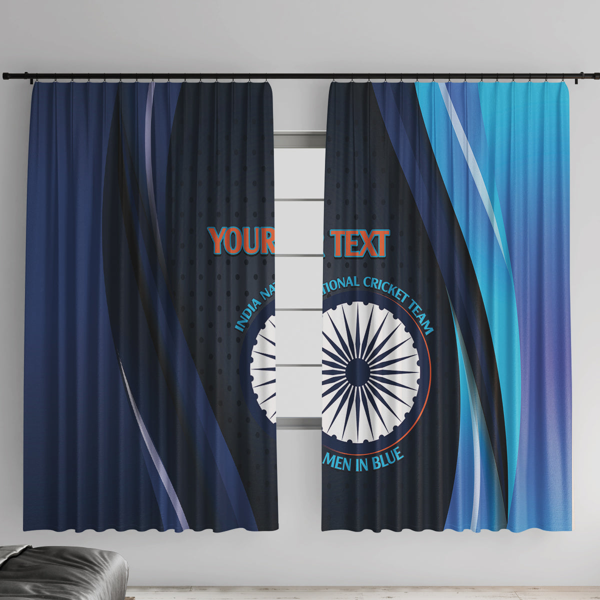 Custom India Cricket Window Curtain 2024 World Cup Go Men in Blue