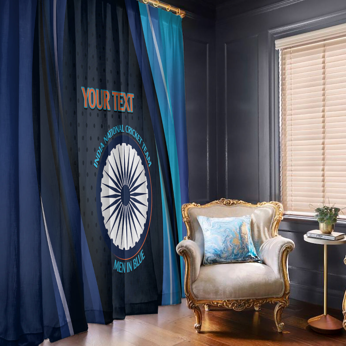 Custom India Cricket Window Curtain 2024 World Cup Go Men in Blue - Wonder Print Shop