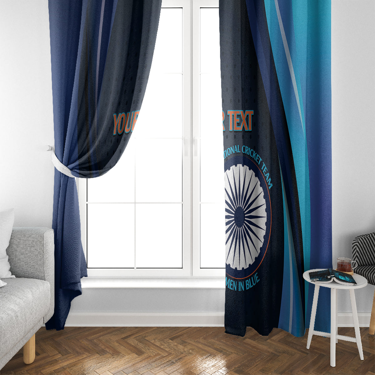 Custom India Cricket Window Curtain 2024 World Cup Go Men in Blue - Wonder Print Shop