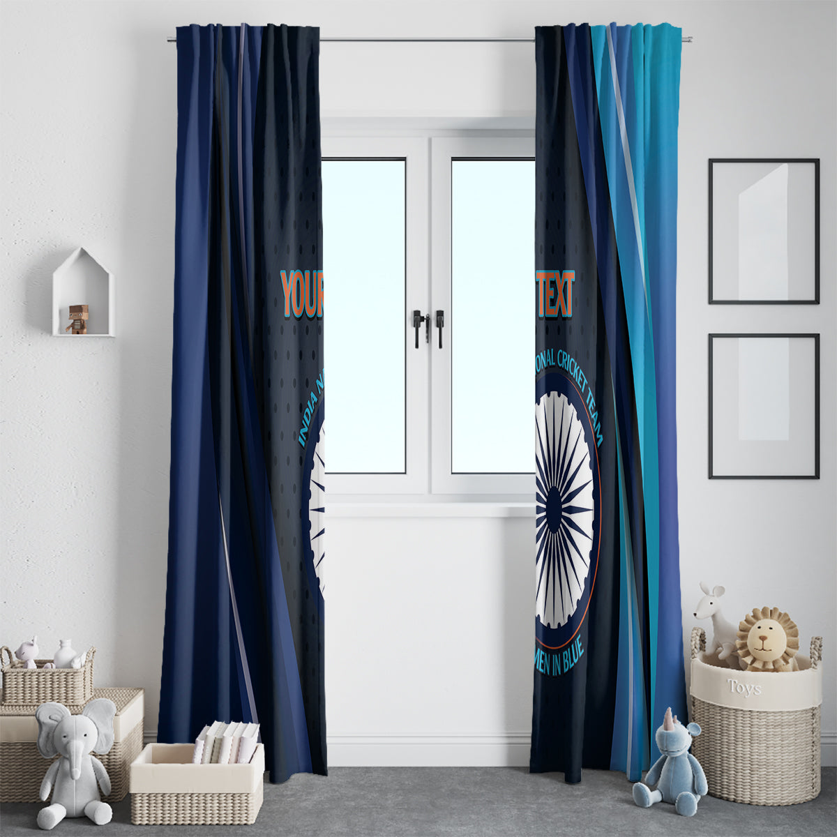 Custom India Cricket Window Curtain 2024 World Cup Go Men in Blue - Wonder Print Shop