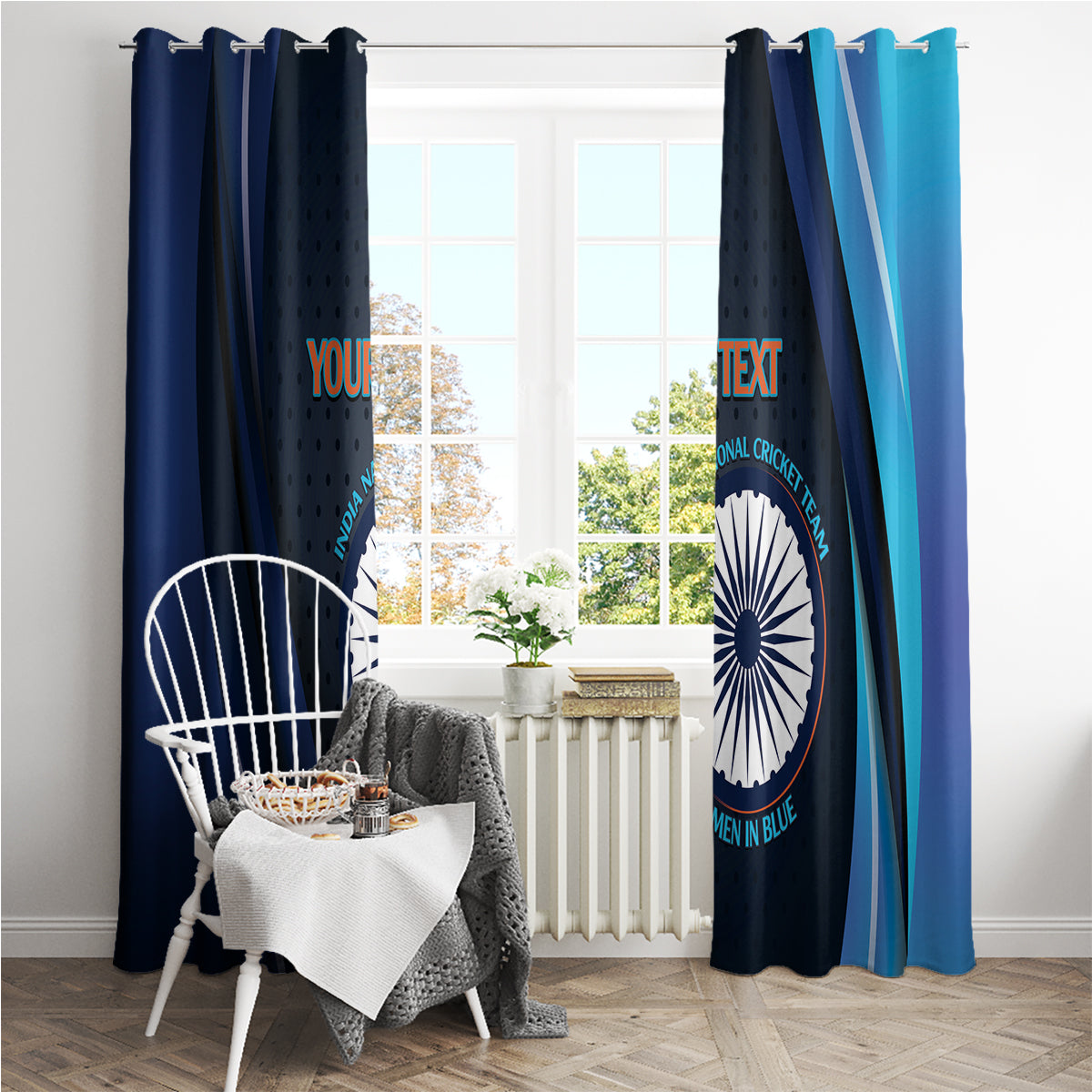 Custom India Cricket Window Curtain 2024 World Cup Go Men in Blue - Wonder Print Shop