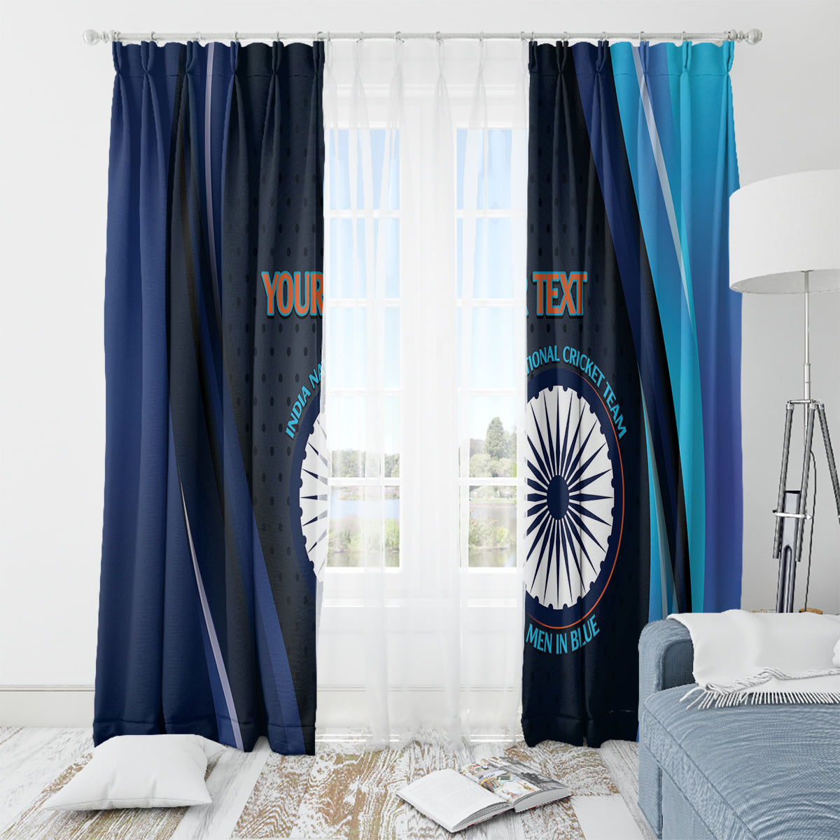 Custom India Cricket Window Curtain 2024 World Cup Go Men in Blue - Wonder Print Shop