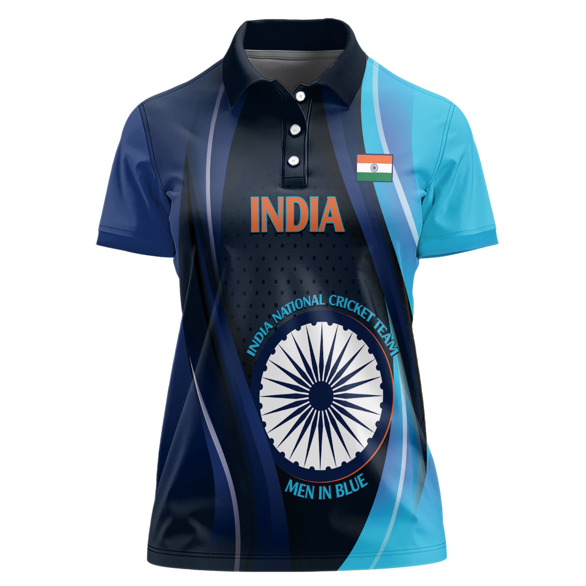 Custom India Cricket Women Polo Shirt 2024 World Cup Go Men in Blue